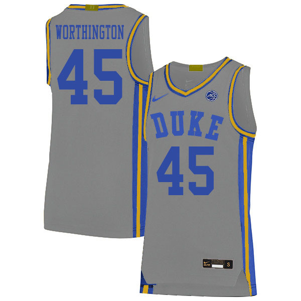 2020 Men #45 Keenan Worthington Duke Blue Devils College Basketball Jerseys Sale-Gray